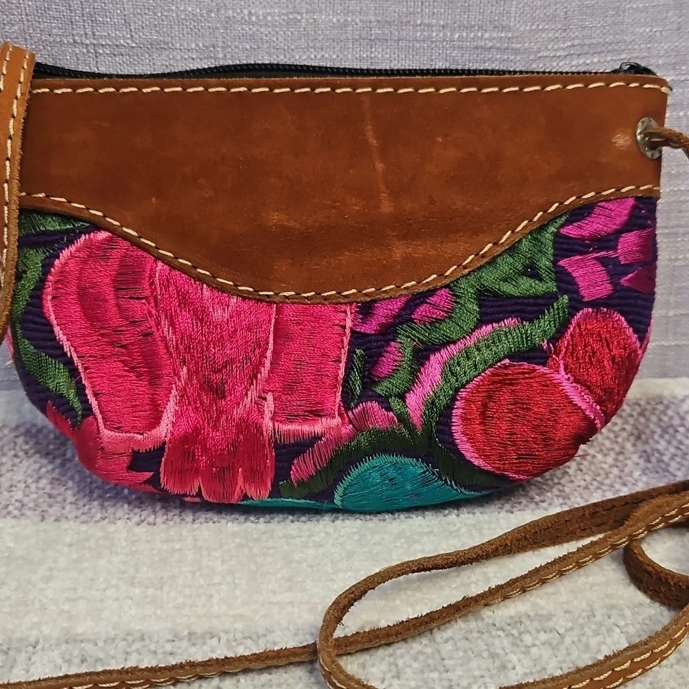 Embroidered Floral Crossbody Bag